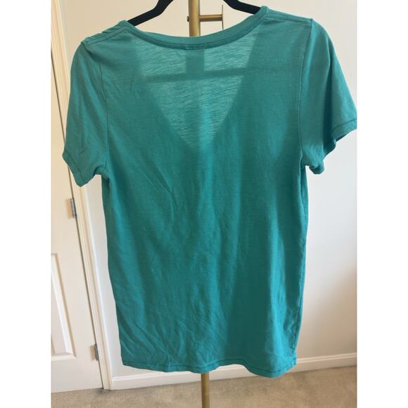 Pink Teal/Aqua “PINK” Cap Sleeve V-Neck Tee Size Large - Picture 3 of 3